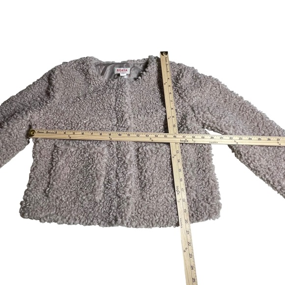 Sofia Jeans by Sofia Vergara Faux Shearling Jacket Taupe Mauve small - Picture 3 of 7